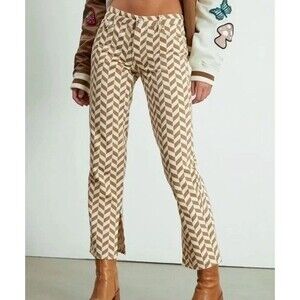 PacSun Chevron Print Low Rise Straight Leg Jeans Brown Cream Size 23